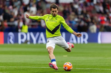 Madrid, İspanya - 10 Mayıs 2025: Atletico Madrid ile Real Sociedad arasındaki La Liga maçı başkentte oynandı. Gerçek Sociedad oyuncuları.