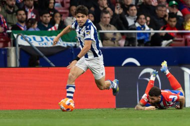Madrid, İspanya - 10 Mayıs 2025: Atletico Madrid ile Real Sociedad arasındaki La Liga maçı başkentte oynandı. Gerçek Sociedad oyuncuları.