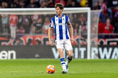 Madrid, İspanya - 10 Mayıs 2025: Atletico Madrid ile Real Sociedad arasındaki La Liga maçı başkentte oynandı. Gerçek Sociedad oyuncuları.