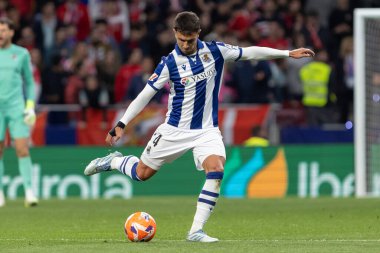 Madrid, İspanya - 10 Mayıs 2025: Atletico Madrid ile Real Sociedad arasındaki La Liga maçı başkentte oynandı. Gerçek Sociedad oyuncuları.