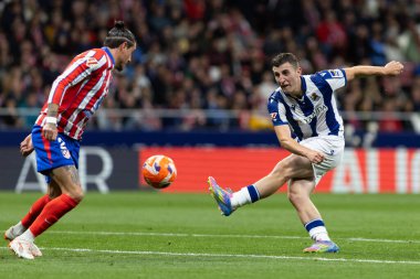 Madrid, İspanya - 10 Mayıs 2025: Atletico Madrid ile Real Sociedad arasındaki La Liga maçı başkentte oynandı. Gerçek Sociedad oyuncuları.