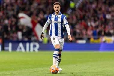 Madrid, İspanya - 10 Mayıs 2025: Atletico Madrid ile Real Sociedad arasındaki La Liga maçı başkentte oynandı. Gerçek Sociedad oyuncuları.