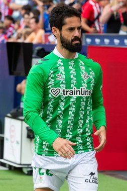 Madrid, İspanya - 18 Mayıs 2025: Atletico Madrid ile Real Betis arasındaki La Liga maçı başkentte oynandı. Gerçek Betis oyuncuları. La Liga 2024, 2025. Profesyonel oyuncular.