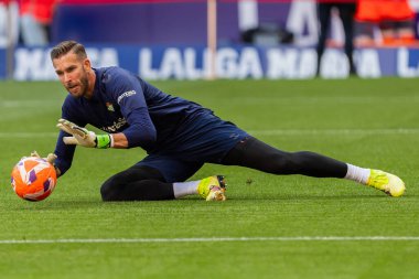 Madrid, İspanya - 18 Mayıs 2025: Atletico Madrid ile Real Betis arasındaki La Liga maçı başkentte oynandı. Gerçek Betis oyuncuları. La Liga 2024, 2025. Profesyonel oyuncular.