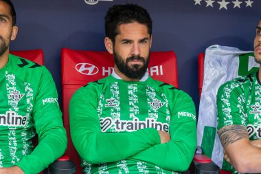 Madrid, İspanya - 18 Mayıs 2025: Atletico Madrid ile Real Betis arasındaki La Liga maçı başkentte oynandı. Gerçek Betis oyuncuları. La Liga 2024, 2025. Profesyonel oyuncular.
