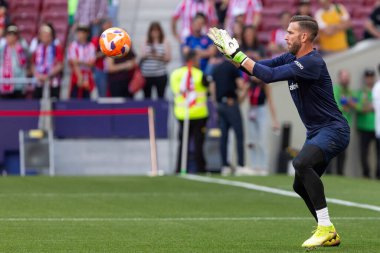 Madrid, İspanya - 18 Mayıs 2025: Atletico Madrid ile Real Betis arasındaki La Liga maçı başkentte oynandı. Gerçek Betis oyuncuları. La Liga 2024, 2025. Profesyonel oyuncular.