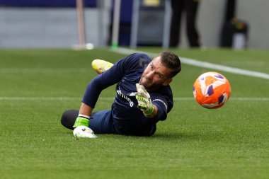 Madrid, İspanya - 18 Mayıs 2025: Atletico Madrid ile Real Betis arasındaki La Liga maçı başkentte oynandı. Gerçek Betis oyuncuları. La Liga 2024, 2025. Profesyonel oyuncular.