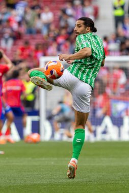 Madrid, İspanya - 18 Mayıs 2025: Atletico Madrid ile Real Betis arasındaki La Liga maçı başkentte oynandı. Gerçek Betis oyuncuları. La Liga 2024, 2025. Profesyonel oyuncular.