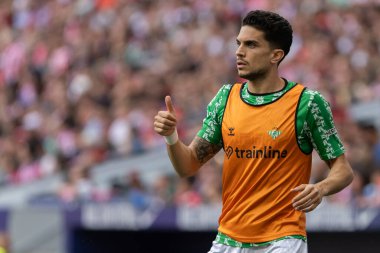 Madrid, İspanya - 18 Mayıs 2025: Atletico Madrid ile Real Betis arasındaki La Liga maçı başkentte oynandı. Gerçek Betis oyuncuları. La Liga 2024, 2025. Profesyonel oyuncular.