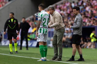 Madrid, İspanya - 18 Mayıs 2025: Atletico Madrid ile Real Betis arasındaki La Liga maçı başkentte oynandı. Gerçek Betis oyuncuları. La Liga 2024, 2025. Profesyonel oyuncular.