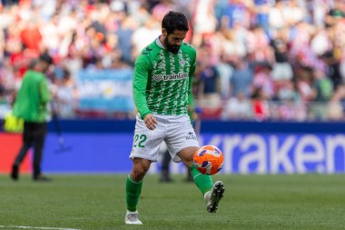 Madrid, İspanya - 18 Mayıs 2025: Atletico Madrid ile Real Betis arasındaki La Liga maçı başkentte oynandı. Gerçek Betis oyuncuları. La Liga 2024, 2025. Profesyonel oyuncular.