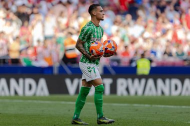 Madrid, İspanya - 18 Mayıs 2025: Atletico Madrid ile Real Betis arasındaki La Liga maçı başkentte oynandı. Gerçek Betis oyuncuları. La Liga 2024, 2025. Profesyonel oyuncular.