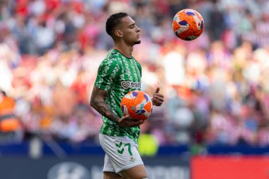 Madrid, İspanya - 18 Mayıs 2025: Atletico Madrid ile Real Betis arasındaki La Liga maçı başkentte oynandı. Gerçek Betis oyuncuları. La Liga 2024, 2025. Profesyonel oyuncular.