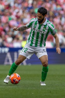 Madrid, İspanya - 18 Mayıs 2025: Atletico Madrid ile Real Betis arasındaki La Liga maçı başkentte oynandı. Gerçek Betis oyuncuları. La Liga 2024, 2025. Profesyonel oyuncular.