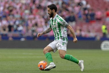 Madrid, İspanya - 18 Mayıs 2025: Atletico Madrid ile Real Betis arasındaki La Liga maçı başkentte oynandı. Gerçek Betis oyuncuları. La Liga 2024, 2025. Profesyonel oyuncular.
