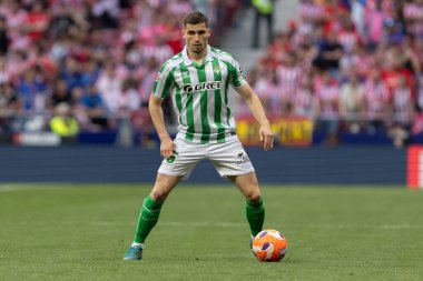 Madrid, İspanya - 18 Mayıs 2025: Atletico Madrid ile Real Betis arasındaki La Liga maçı başkentte oynandı. Gerçek Betis oyuncuları. La Liga 2024, 2025. Profesyonel oyuncular.