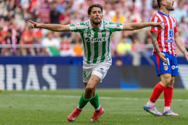Madrid, İspanya - 18 Mayıs 2025: Atletico Madrid ile Real Betis arasındaki La Liga maçı başkentte oynandı. Gerçek Betis oyuncuları. La Liga 2024, 2025. Profesyonel oyuncular.