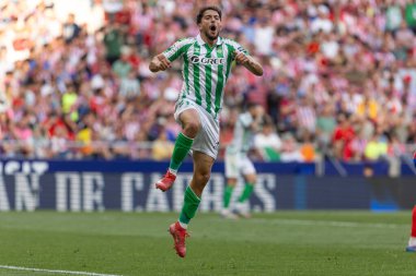 Madrid, İspanya - 18 Mayıs 2025: Atletico Madrid ile Real Betis arasındaki La Liga maçı başkentte oynandı. Gerçek Betis oyuncuları. La Liga 2024, 2025. Profesyonel oyuncular.