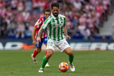 Madrid, İspanya - 18 Mayıs 2025: Atletico Madrid ile Real Betis arasındaki La Liga maçı başkentte oynandı. Gerçek Betis oyuncuları. La Liga 2024, 2025. Profesyonel oyuncular.