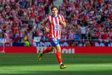 Madrid, İspanya - 18 Mayıs 2025: Atletico Madrid ile Real Betis arasındaki La Liga maçı başkentte oynandı. Atletico Madrid oyuncuları. La Liga 2024, 2025. Profesyonel oyuncular.