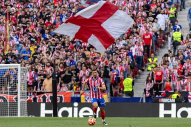 Madrid, İspanya - 18 Mayıs 2025: Atletico Madrid ile Real Betis arasındaki La Liga maçı başkentte oynandı. Atletico Madrid oyuncuları. La Liga 2024, 2025. Profesyonel oyuncular.