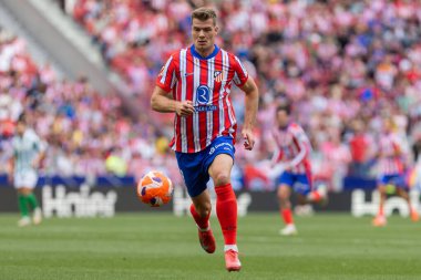 Madrid, İspanya - 18 Mayıs 2025: Atletico Madrid ile Real Betis arasındaki La Liga maçı başkentte oynandı. Atletico Madrid oyuncuları. La Liga 2024, 2025. Profesyonel oyuncular.