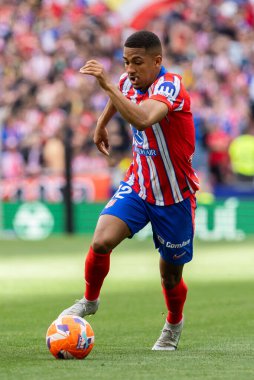 Madrid, İspanya - 18 Mayıs 2025: Atletico Madrid ile Real Betis arasındaki La Liga maçı başkentte oynandı. Atletico Madrid oyuncuları. La Liga 2024, 2025. Profesyonel oyuncular.