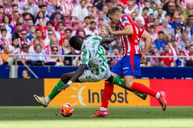 Madrid, İspanya - 18 Mayıs 2025: Atletico Madrid ile Real Betis arasındaki La Liga maçı başkentte oynandı. Atletico Madrid oyuncuları. La Liga 2024, 2025. Profesyonel oyuncular.