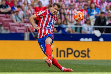 Madrid, İspanya - 18 Mayıs 2025: Atletico Madrid ile Real Betis arasındaki La Liga maçı başkentte oynandı. Atletico Madrid oyuncuları. La Liga 2024, 2025. Profesyonel oyuncular.
