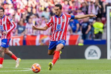 Madrid, İspanya - 18 Mayıs 2025: Atletico Madrid ile Real Betis arasındaki La Liga maçı başkentte oynandı. Atletico Madrid oyuncuları. La Liga 2024, 2025. Profesyonel oyuncular.