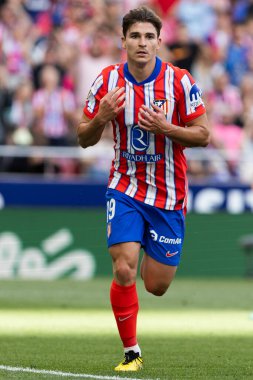 Madrid, İspanya - 18 Mayıs 2025: Atletico Madrid ile Real Betis arasındaki La Liga maçı başkentte oynandı. Atletico Madrid oyuncuları. La Liga 2024, 2025. Profesyonel oyuncular.
