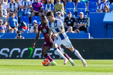 Madrid, İspanya - 24 Mayıs 2025: Legans ile Valladolid arasında oynanan La Liga maçı. Leganlar ve Valladolid HiperHareket Ligi 'ne atıldı. Takımlar bırakmayla karşı karşıya.