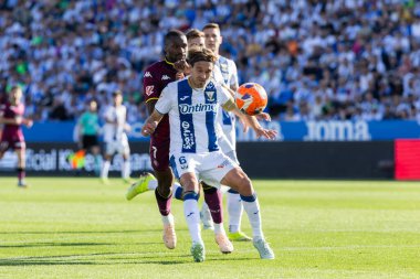 Madrid, İspanya - 24 Mayıs 2025: Legans ile Valladolid arasında oynanan La Liga maçı. Leganlar ve Valladolid HiperHareket Ligi 'ne atıldı. Takımlar bırakmayla karşı karşıya.