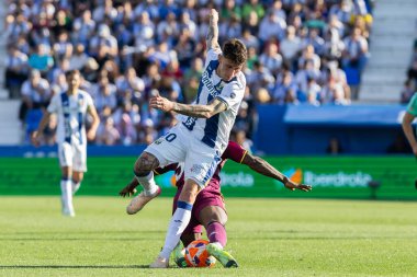 Madrid, İspanya - 24 Mayıs 2025: Legans ile Valladolid arasında oynanan La Liga maçı. Leganlar ve Valladolid HiperHareket Ligi 'ne atıldı. Takımlar bırakmayla karşı karşıya.