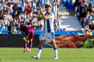 Madrid, İspanya - 24 Mayıs 2025: Legans ile Valladolid arasında oynanan La Liga maçı. Leganlar ve Valladolid HiperHareket Ligi 'ne atıldı. Takımlar bırakmayla karşı karşıya.