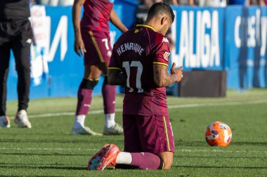 Madrid, İspanya - 24 Mayıs 2025: Legans ile Valladolid arasında oynanan La Liga maçı. Leganlar ve Valladolid HiperHareket Ligi 'ne atıldı. Takımlar bırakmayla karşı karşıya.