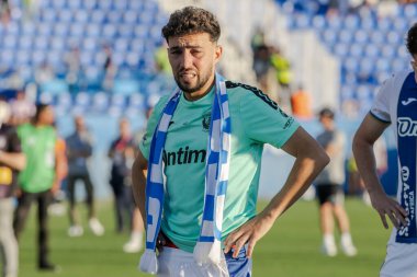 Madrid, İspanya - 24 Mayıs 2025: Legans ile Valladolid arasında oynanan La Liga maçı. Leganlar ve Valladolid HiperHareket Ligi 'ne atıldı. Takımlar bırakmayla karşı karşıya.