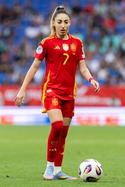 Barcelona, İspanya - 3 Haziran 2025: İspanya ve İngiltere arasında Dünya Kupası elemeleri. Kadın takımı kazandı. Kadın futbolu. İspanyol milli takımı.