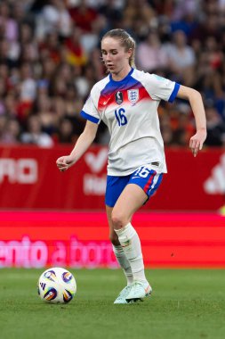 Barcelona, İspanya - 3 Haziran 2025: İspanya ve İngiltere arasında Dünya Kupası elemeleri. Kadın futbolu. İngiltere Milli Takımı.