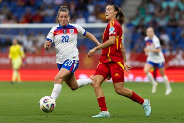 Barcelona, İspanya - 3 Haziran 2025: İspanya ve İngiltere arasında Dünya Kupası elemeleri. Kadın takımı kazandı. Kadın futbolu. İspanyol milli takımı.