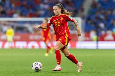 Barcelona, İspanya - 3 Haziran 2025: İspanya ve İngiltere arasında Dünya Kupası elemeleri. Kadın takımı kazandı. Kadın futbolu. İspanyol milli takımı.