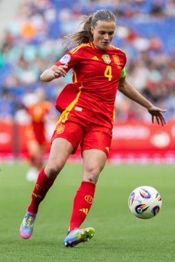Barcelona, İspanya - 3 Haziran 2025: İspanya ve İngiltere arasında Dünya Kupası elemeleri. Kadın takımı kazandı. Kadın futbolu. İspanyol milli takımı.