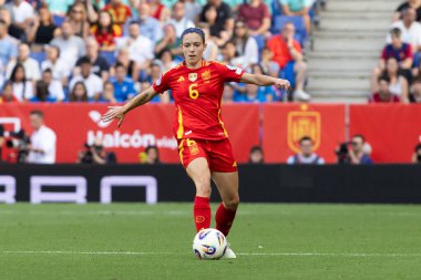 Barcelona, İspanya - 3 Haziran 2025: İspanya ve İngiltere arasında Dünya Kupası elemeleri. Kadın takımı kazandı. Kadın futbolu. İspanyol milli takımı.