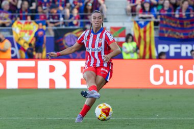 Huesca, İspanya - 7 Haziran 2025: Atletico Madrid ile FC Barcelona arasında oynanan Queen Kupası finali. Barselona kazandı. Bayan futbolcular. Atletico Madrid oyuncuları.