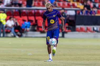 Madrid, İspanya - 31 Ağustos 2025: Rayo Vallecano ile FC Barcelona arasındaki lig maçı. EA Spor Ligi 2024-2025. FC Barcelona oyuncuları. Profesyonel lig.