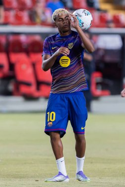 Madrid, İspanya - 31 Ağustos 2025: Rayo Vallecano ile FC Barcelona arasındaki lig maçı. EA Spor Ligi 2024-2025. FC Barcelona oyuncuları. Profesyonel lig.