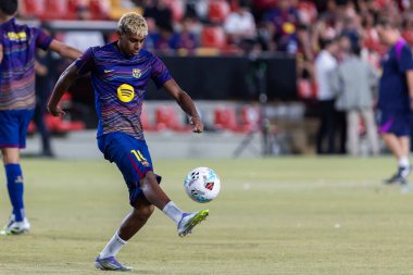 Madrid, İspanya - 31 Ağustos 2025: Rayo Vallecano ile FC Barcelona arasındaki lig maçı. EA Spor Ligi 2024-2025. FC Barcelona oyuncuları. Profesyonel lig.