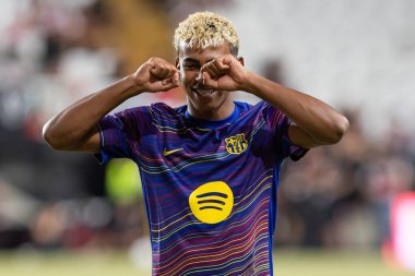 Madrid, İspanya - 31 Ağustos 2025: Rayo Vallecano ile FC Barcelona arasındaki lig maçı. EA Spor Ligi 2024-2025. FC Barcelona oyuncuları. Profesyonel lig.