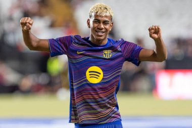 Madrid, İspanya - 31 Ağustos 2025: Rayo Vallecano ile FC Barcelona arasındaki lig maçı. EA Spor Ligi 2024-2025. FC Barcelona oyuncuları. Profesyonel lig.