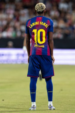 Madrid, İspanya - 31 Ağustos 2025: Rayo Vallecano ile FC Barcelona arasındaki lig maçı. EA Spor Ligi 2024-2025. FC Barcelona oyuncuları. Profesyonel lig.